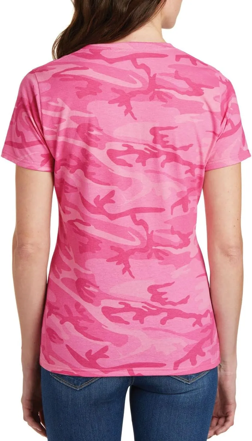 JustBlanks Womens 100% Cotton Short Slevees Regular Fit Casual Core Cotton Camo V-Neck T-Shirt