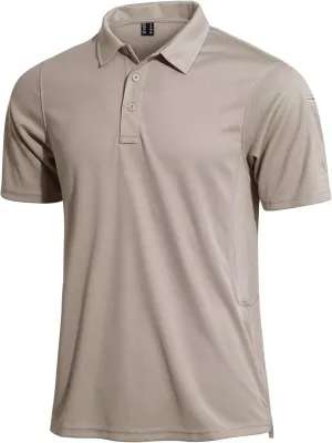 KEFITEVD Men's Jersey Polo Shirts Quick Dry Tactical Shirts Short Sleeve Outdoor Pique Performance Military Active Shirts