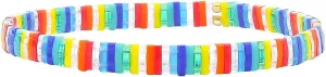 KELITCH Candy Colors Stretch Bracelets Handmade Tila Beaded Strand Bracelets Women Summer Beach Bracelets
