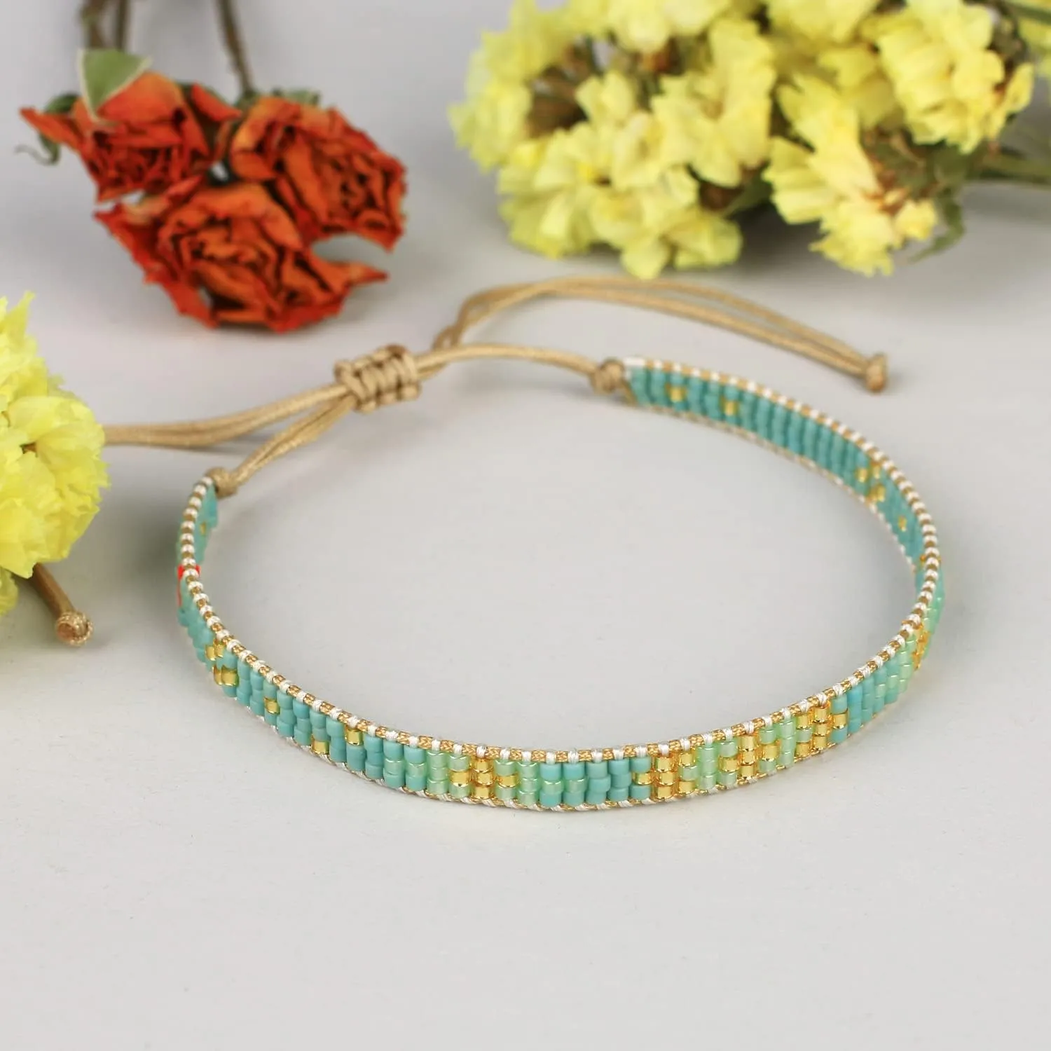 KELITCH Crystal Nail Miyukyi Beads Wax Rope Bracelets Friendship Bracelets for Women New Summer Charm Bracelets
