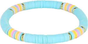 KELITCH Fashion Stretch Bracelets Rainbow Color Heishi Beads Bracelets Handmade Friendship Bracelets for Women