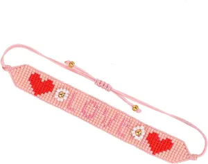 KELITCH Heart Shape Miyuki Beads Bracelets Handmade Braided Wrap Bracelets New Wax Rope Cuff Bracelets