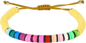 KELITCH New Strand Bracelets Rainbow Color Heishi Beads Bracelets Handmade Friendship Bracelets for Women