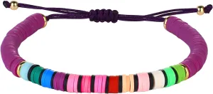 KELITCH New Strand Bracelets Rainbow Color Heishi Beads Bracelets Handmade Friendship Bracelets for Women