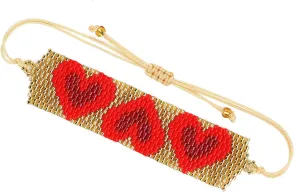 KELITCH Women Heart Cuff Bracelets Colorful Heart Miyuki Beads Friendship Bracelets Handmade Wrap Bracelets