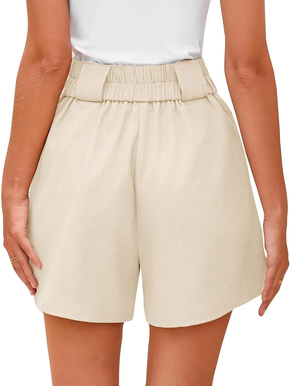 KIRUNDO Womens Shorts Dressy Casual 2025 Trendy Summer Elastic High Waisted Pleated Side Slit Business Work Shorts Pockets