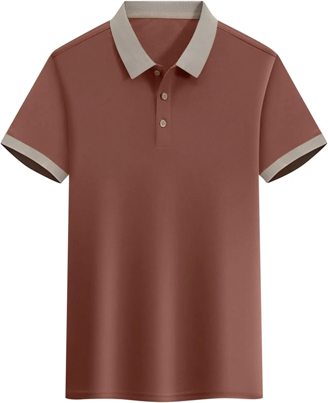 Korean Style Color Block Polo Shirts Mens Slim Fit Golf Tee Tops Summer Short Sleeve Button Collared Athletic Blouse