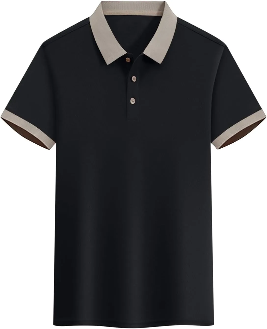 Korean Style Color Block Polo Shirts Mens Slim Fit Golf Tee Tops Summer Short Sleeve Button Collared Athletic Blouse