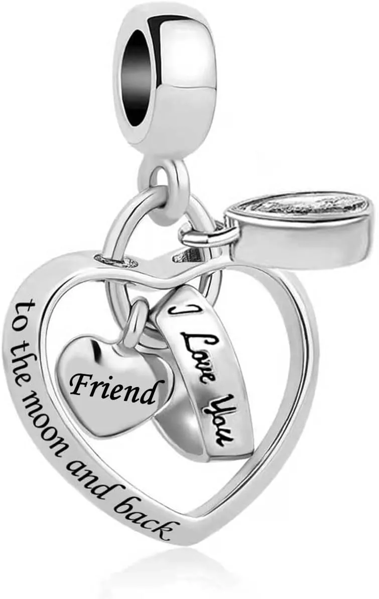 KunBead Grandma Sister Mom Birthstone Heart Birthday Family Daughter Love Bead Charms for Bracelets Necklaces