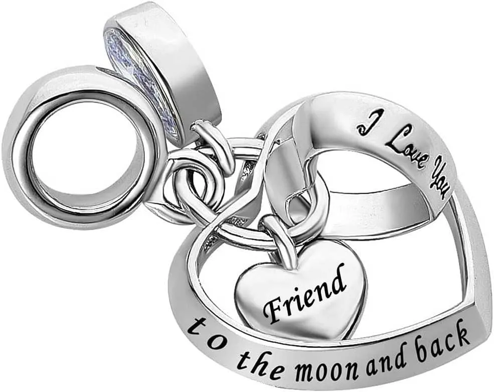 KunBead Grandma Sister Mom Birthstone Heart Birthday Family Daughter Love Bead Charms for Bracelets Necklaces