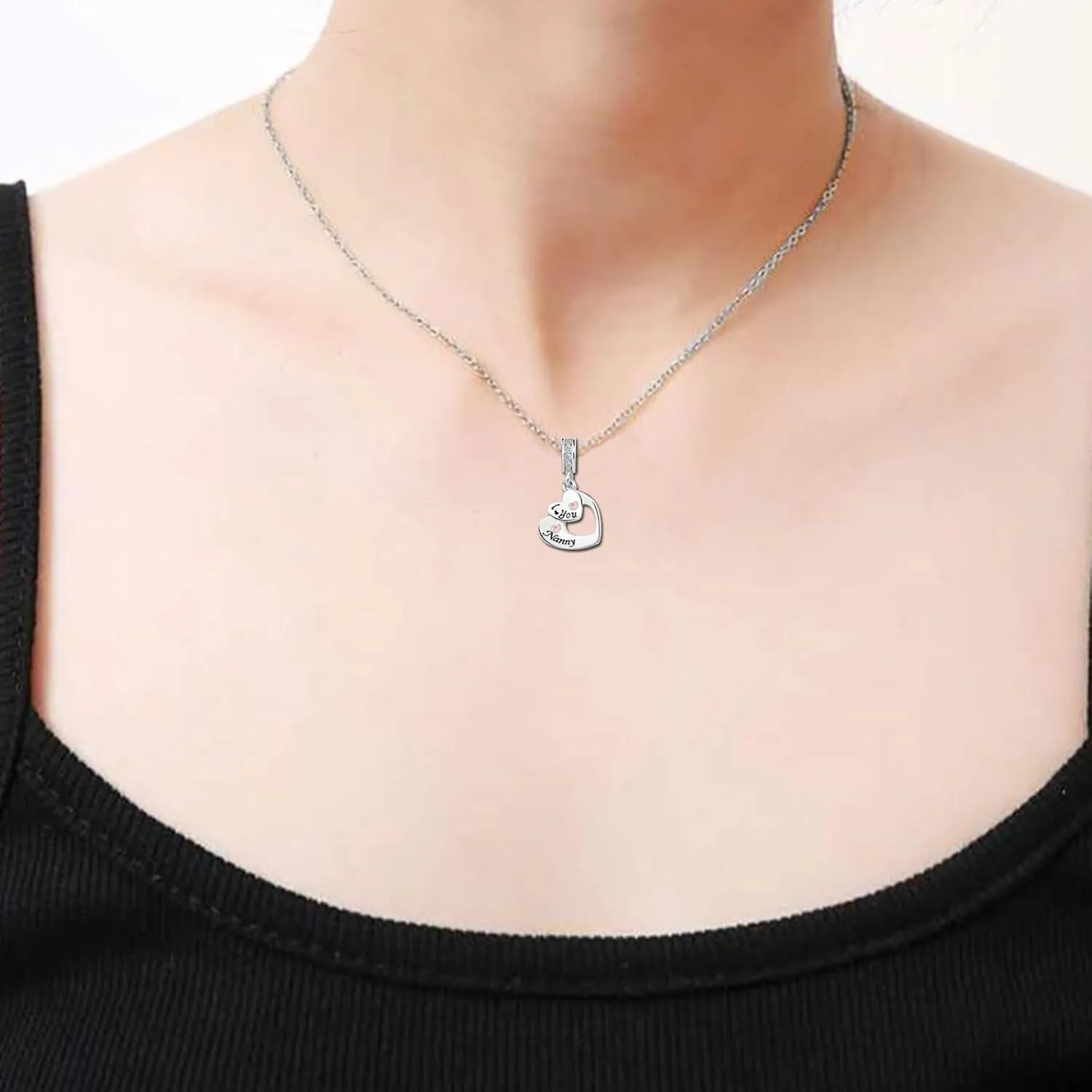 KunBead I Love You Heart Dangle Charms Compatible with Pandora Bracelet Necklace for Mom Daughter Grandma Granddaughter Nana Auntie Wife Sister Best Friend