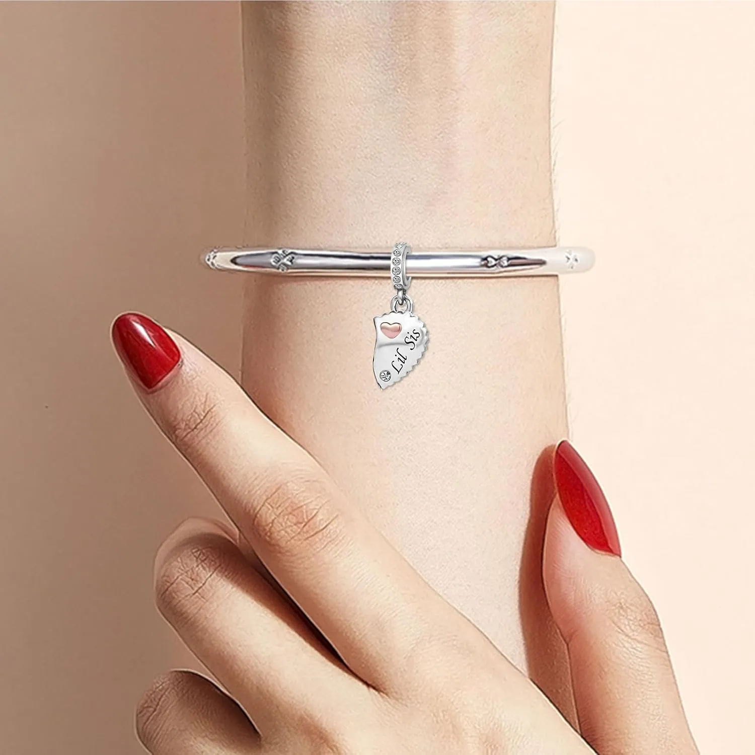 KunBead Mother Daughter Son Sisters Best Friends Bestie Rose Gold Heart Puzzle Dangle Birthday Charms Compatible with Pandora Bracelet