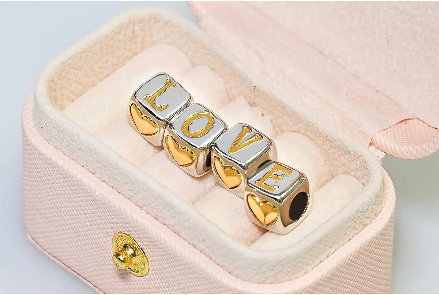 KunBead Number 0-9 Gold Heart Love Bead Birthday Charms Compatible with Pandora Charm Bracelet for Women