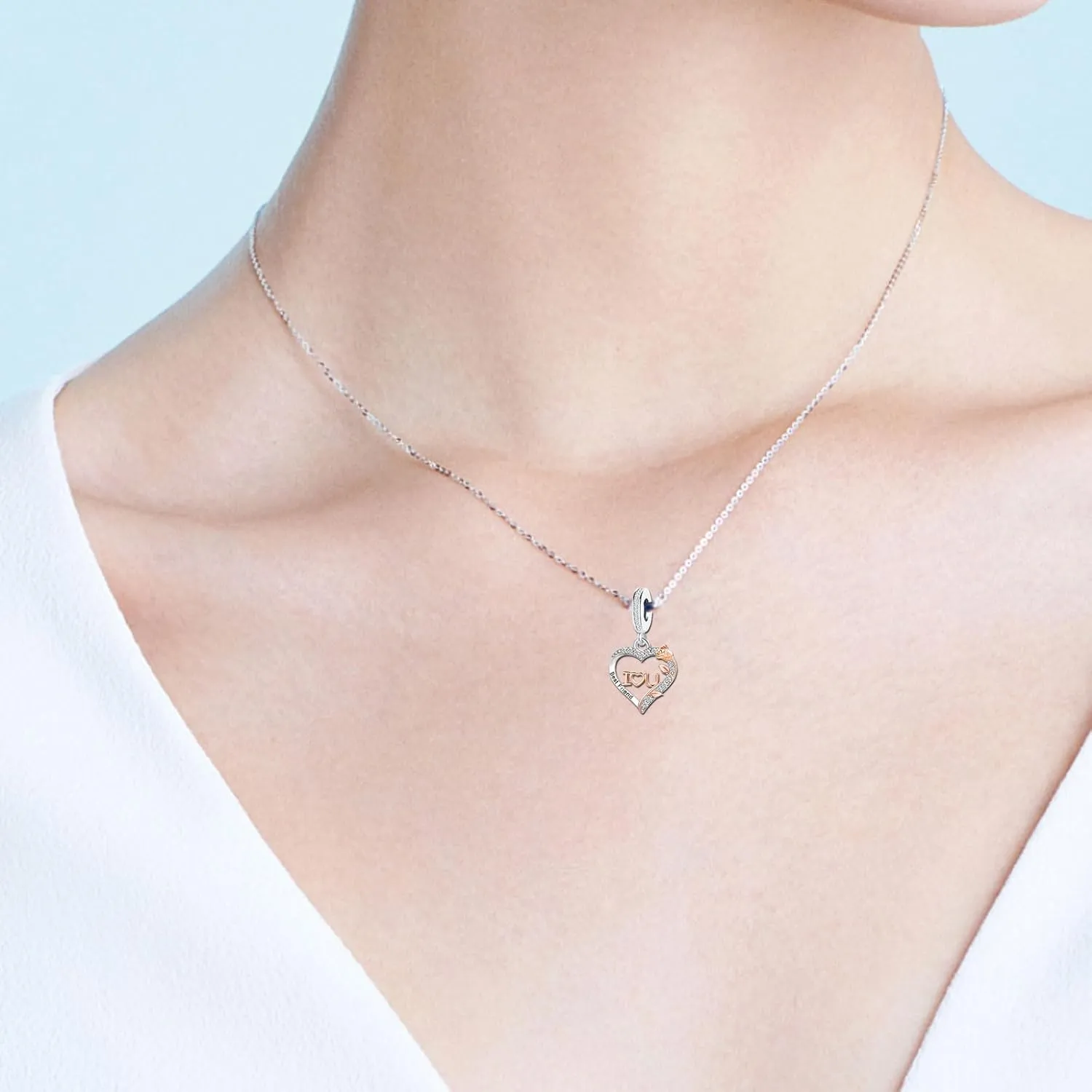 KunBead Rose Flower Family I Love You Birthday Heart Love Dangle Charms Compatible with Pandora Bracelet for Auntie Friend Sister Mom Daughter Nana Granddaughter Wife Niece Grandson