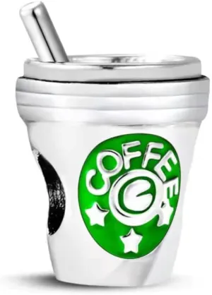 KunBead Women Coffee Cup Bead Charms Compatible with Pandora Bracelets