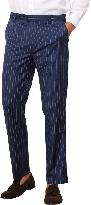 Lars Amadeus Men's Dress Striped Pants Slim Fit Flat Front Business Trousers