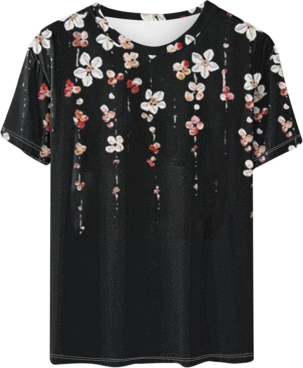 Lastesso Women Fashion Floar Print T Shirt Casual Loose Fit Crewneck Short Sleeve T Shirt Soft Spring Summer Tees