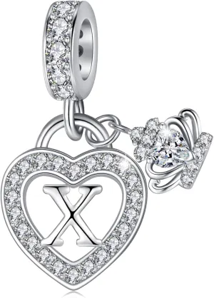 Letter Charms for Charms Bracelet: Silver Heart Alphabet Initial Dangle Charms Bead for Bracelets and Necklaces, Birthday Mother's Day Christmas Jewelry Gifts For Women