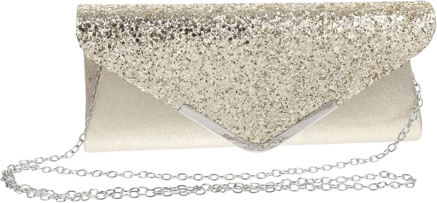 LIFKOME Glamorous Glitter Evening Handbag Fashion Clutch Purse Magnetic Snap for Wedding Party