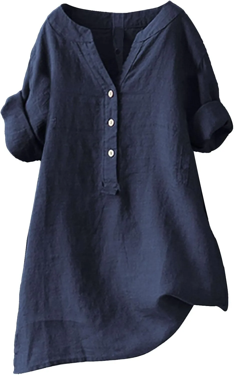 Linen Shirts for Women Button Down V Neck Boho Tees Short Sleeve Loose Fit Beach Tops Plus Size Casual Work Blouses