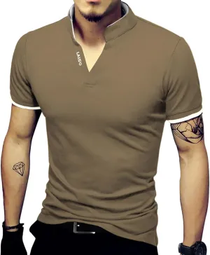 LOGEEYAR Mens Fashion Polo Henley Shirts Short/Long Sleeve Casual T-Shirts Slim Fit Cotton Polo Shirts for Men