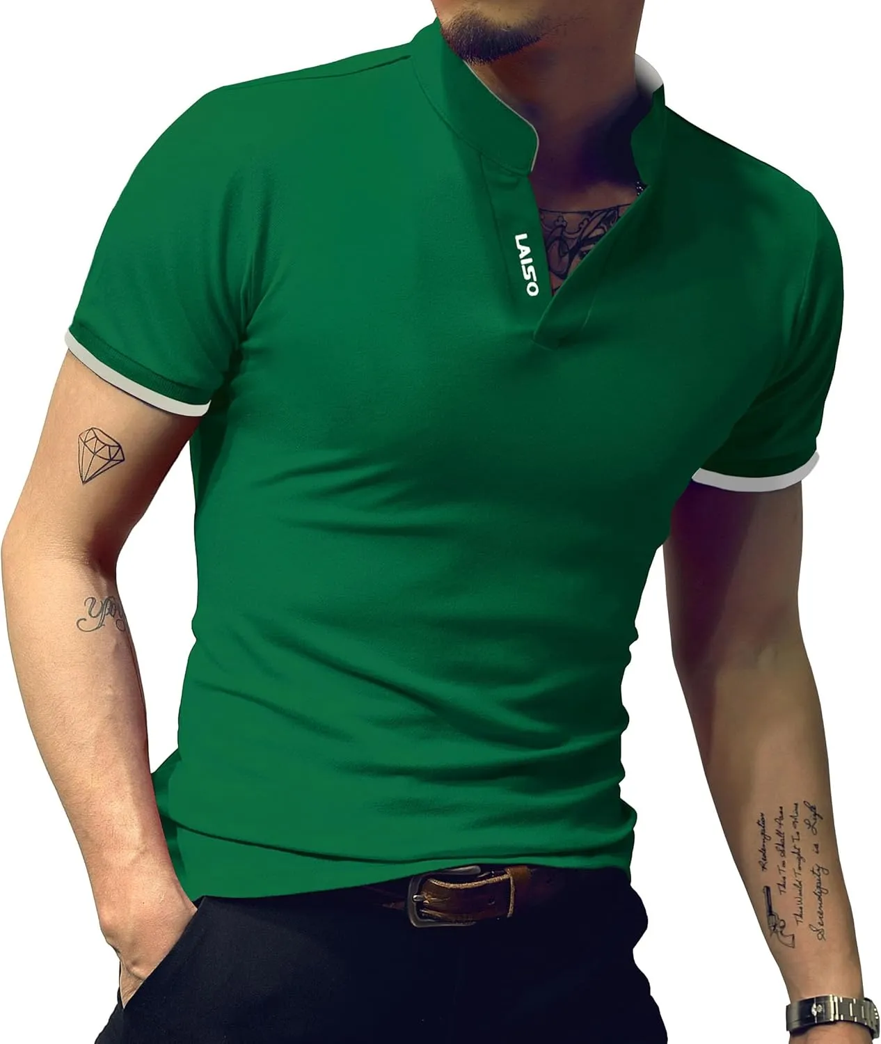 LOGEEYAR Mens Fashion Polo Henley Shirts Short/Long Sleeve Casual T-Shirts Slim Fit Cotton Polo Shirts for Men