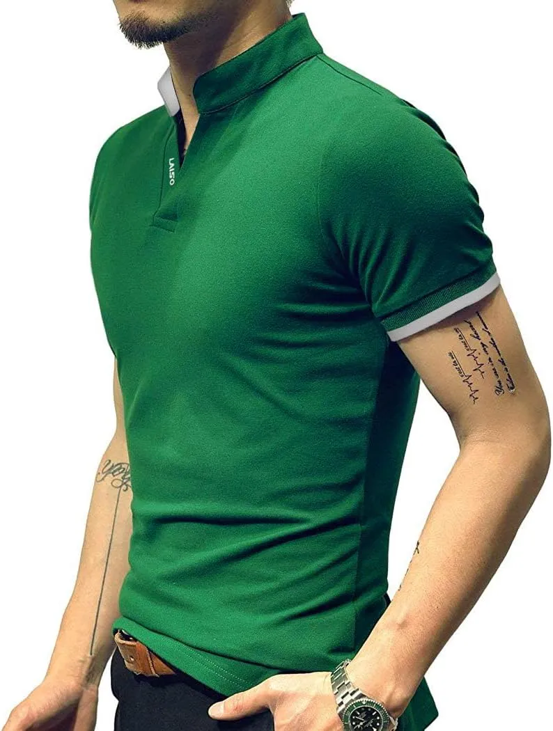 LOGEEYAR Mens Fashion Polo Henley Shirts Short/Long Sleeve Casual T-Shirts Slim Fit Cotton Polo Shirts for Men