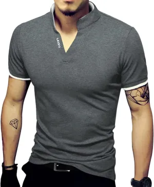 LOGEEYAR Mens Fashion Polo Henley Shirts Short/Long Sleeve Casual T-Shirts Slim Fit Cotton Polo Shirts for Men