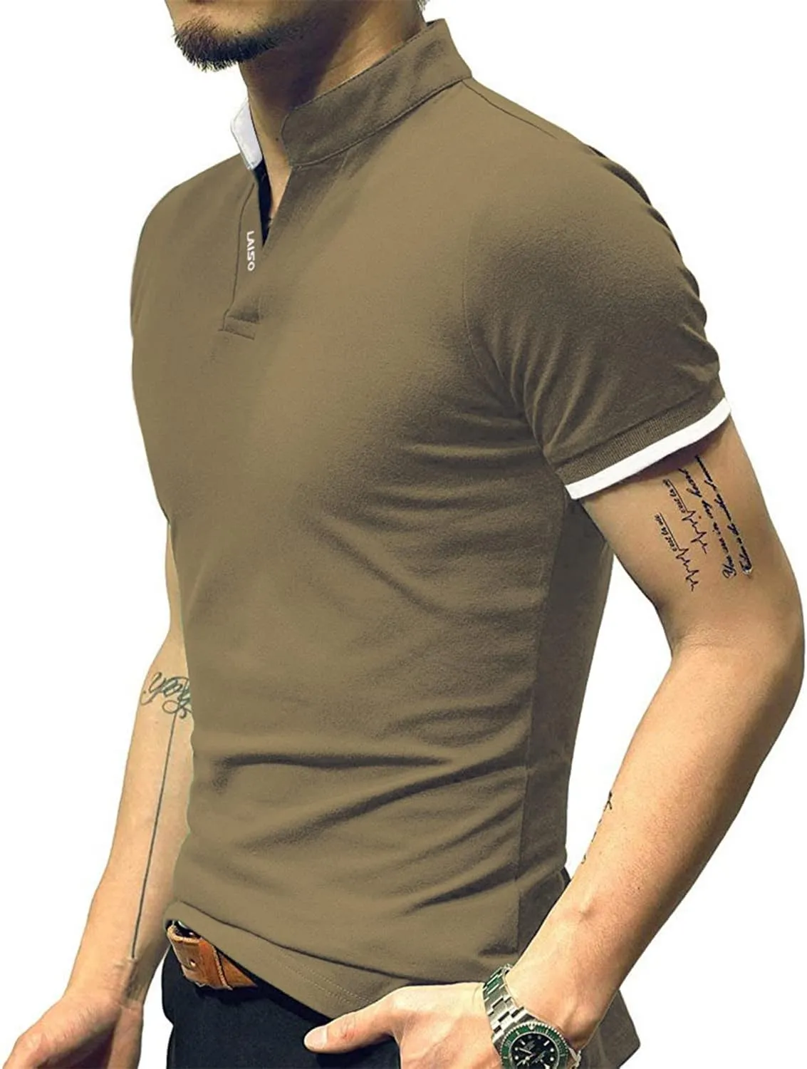 LOGEEYAR Mens Fashion Polo Henley Shirts Short/Long Sleeve Casual T-Shirts Slim Fit Cotton Polo Shirts for Men