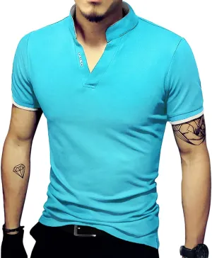 LOGEEYAR Mens Fashion Polo Henley Shirts Short/Long Sleeve Casual T-Shirts Slim Fit Cotton Polo Shirts for Men
