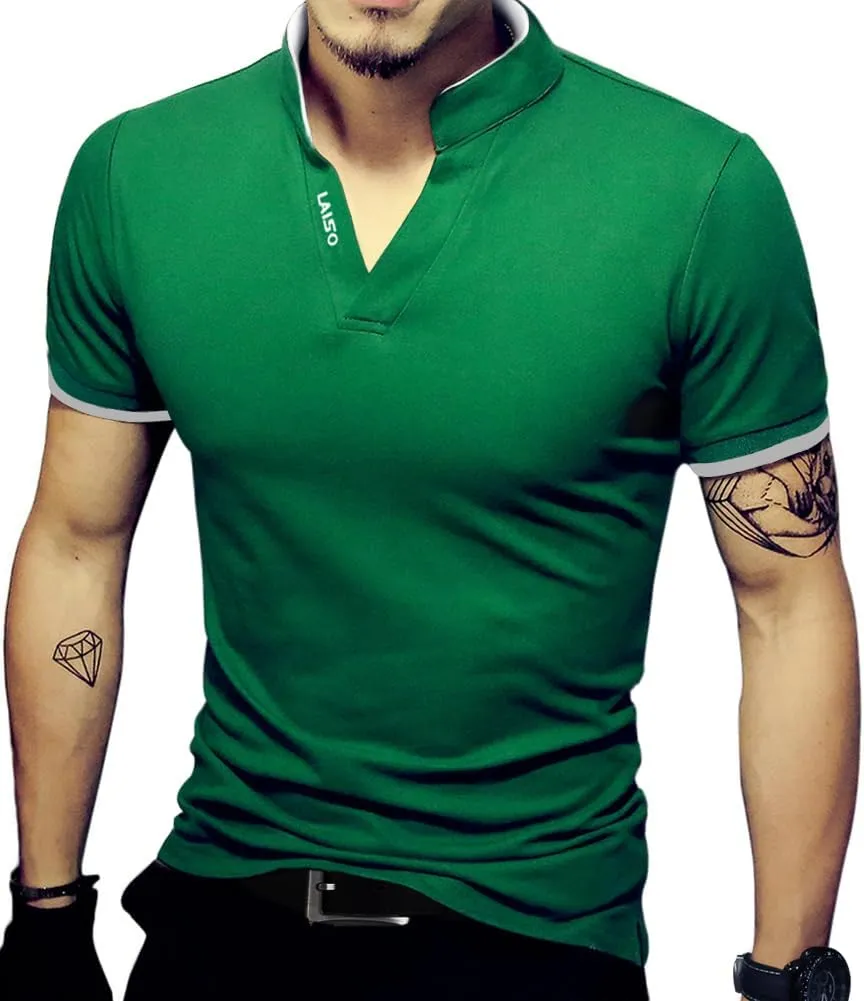 LOGEEYAR Mens Fashion Polo Henley Shirts Short/Long Sleeve Casual T-Shirts Slim Fit Cotton Polo Shirts for Men