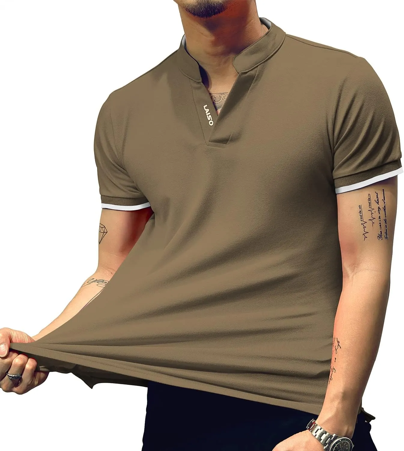 LOGEEYAR Mens Fashion Polo Henley Shirts Short/Long Sleeve Casual T-Shirts Slim Fit Cotton Polo Shirts for Men