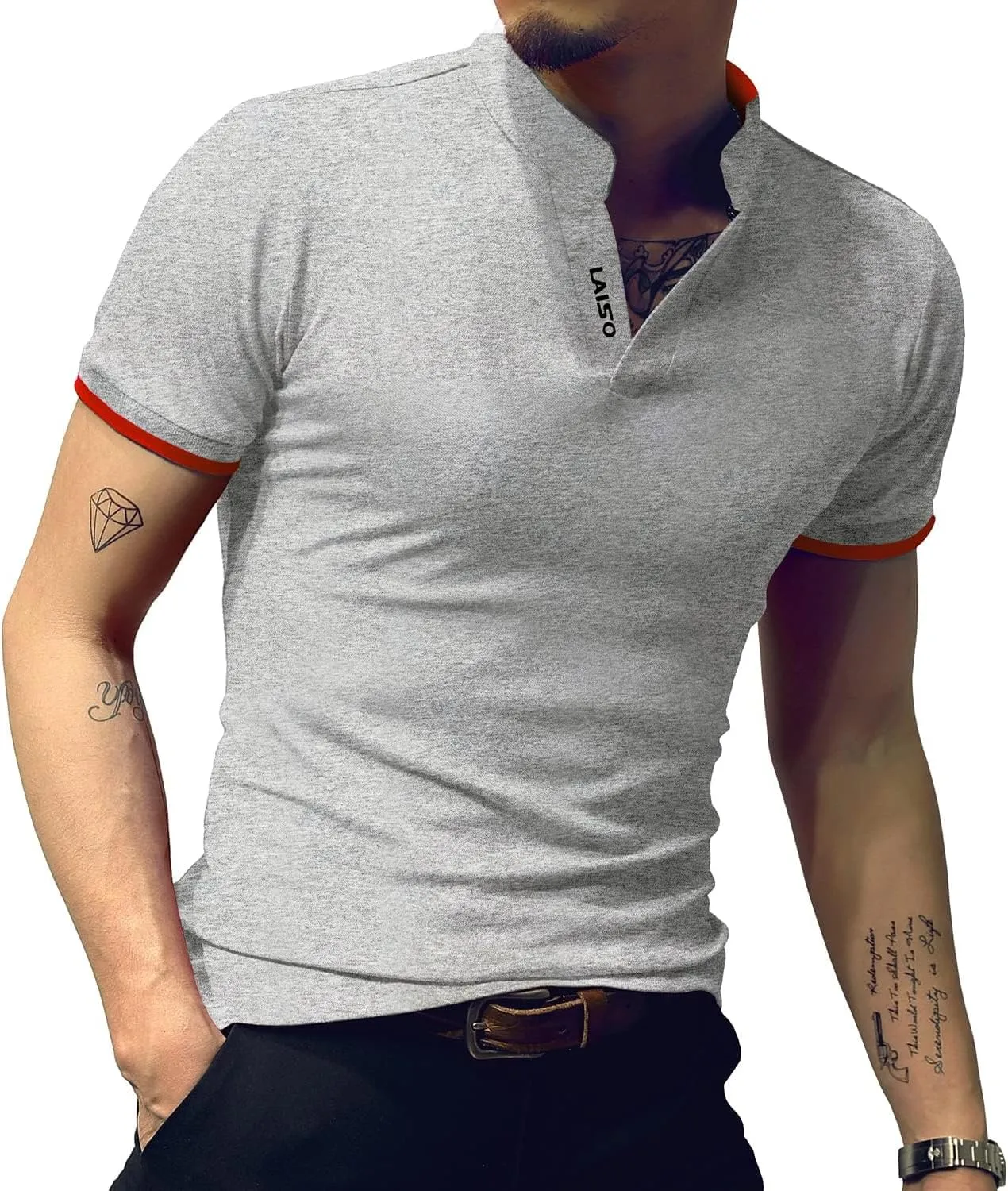LOGEEYAR Mens Fashion Polo Henley Shirts Short/Long Sleeve Casual T-Shirts Slim Fit Cotton Polo Shirts for Men