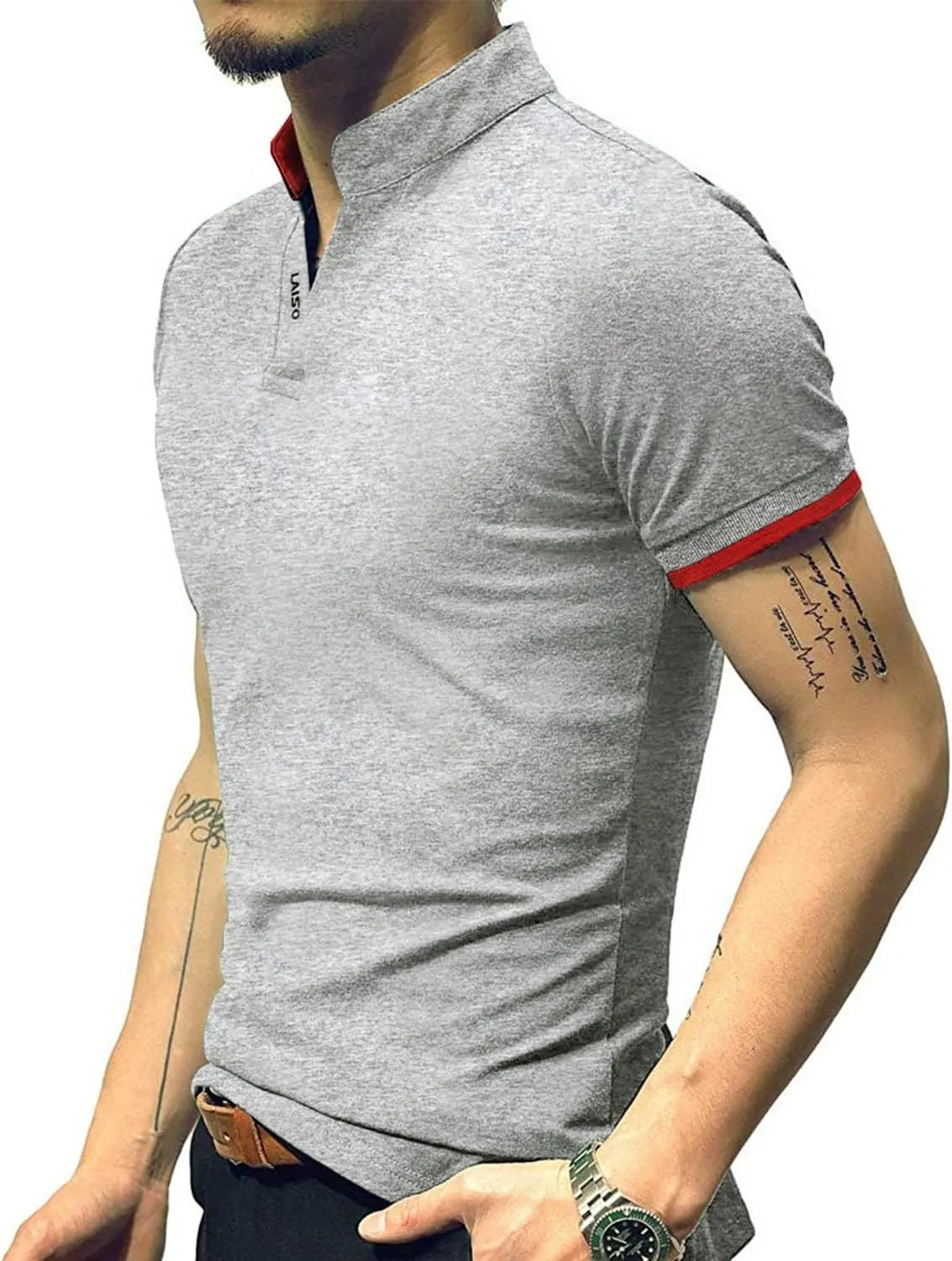 LOGEEYAR Mens Fashion Polo Henley Shirts Short/Long Sleeve Casual T-Shirts Slim Fit Cotton Polo Shirts for Men