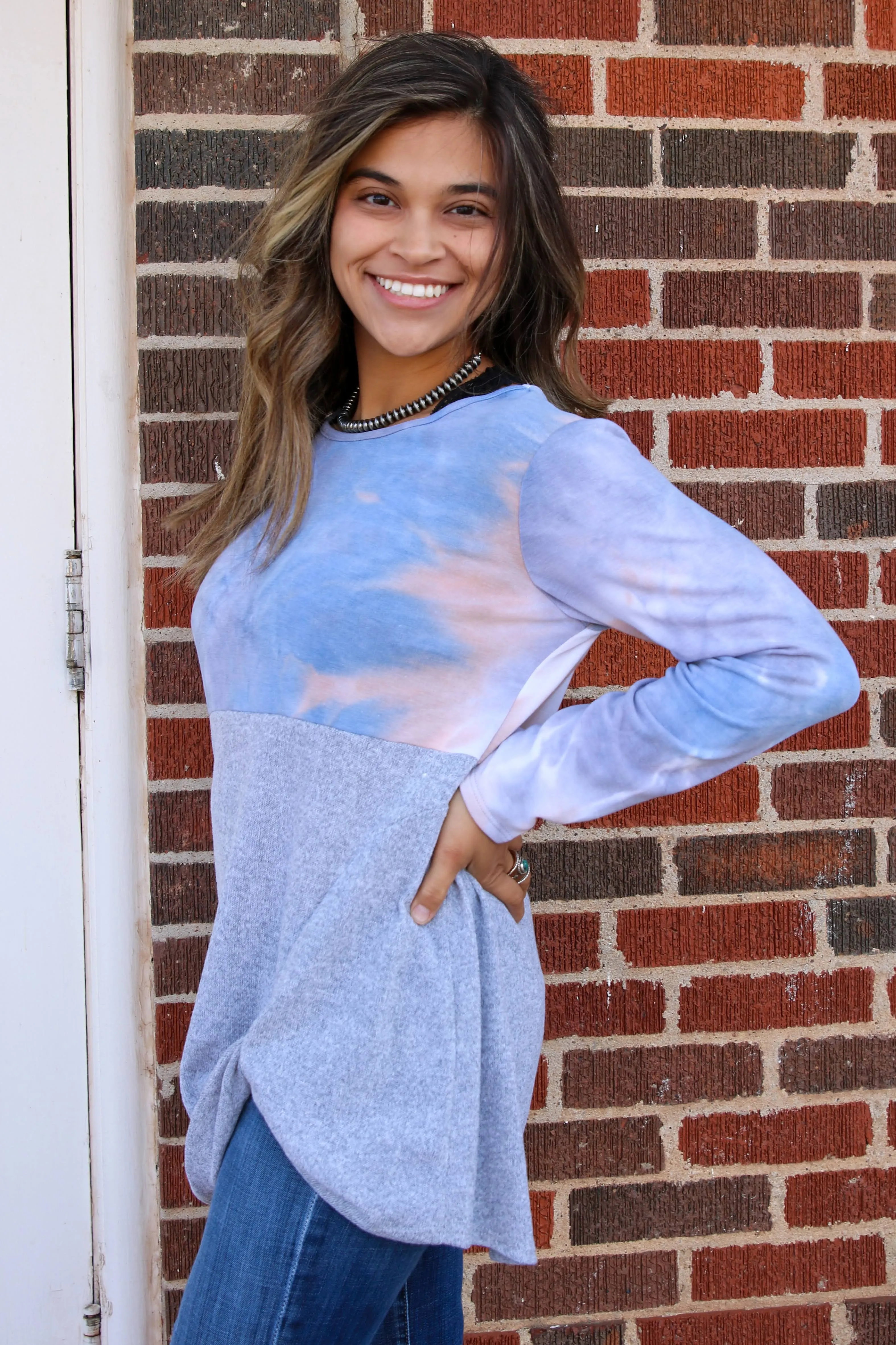 Lois Grey Tie Dye Top