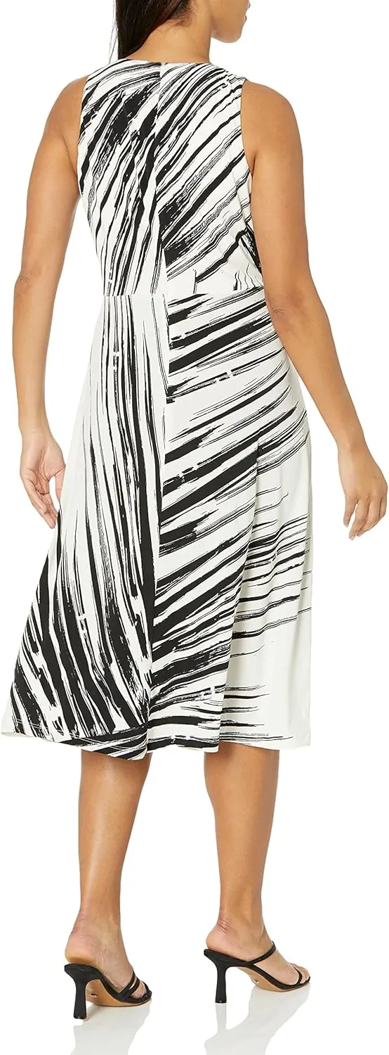 London Times Women's V-Neck Faux Wrap Midi Office Career Polished Event