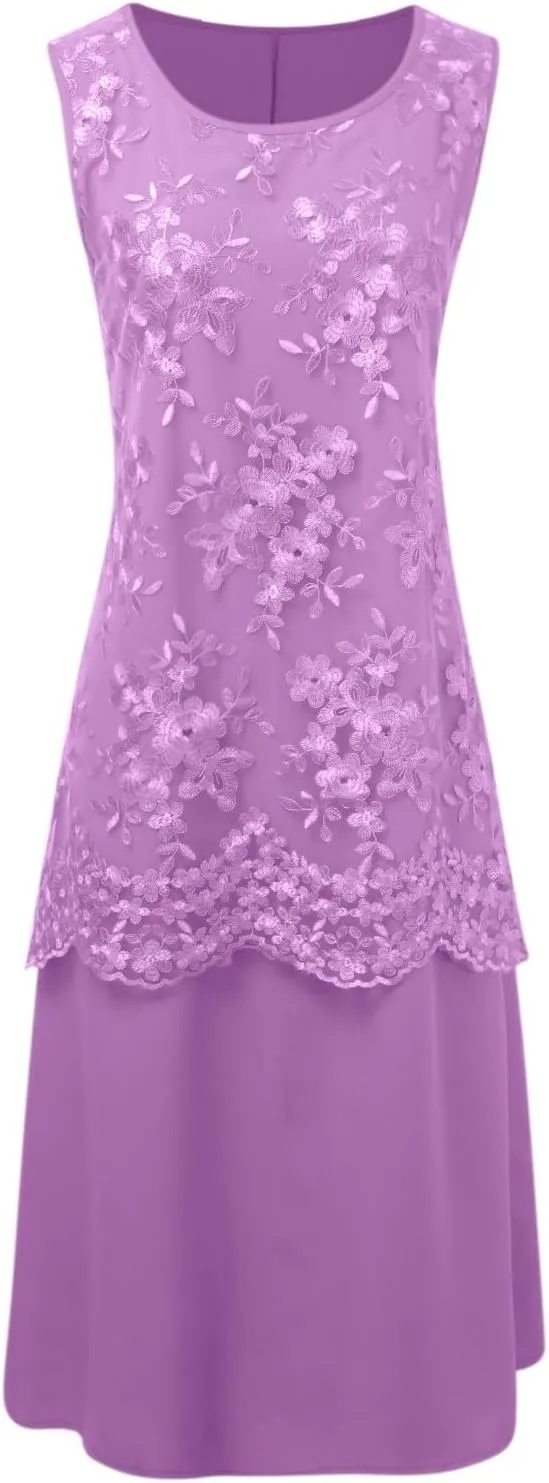 Long Dress for Womens Summer Two-Piece Outfits Half Sleeve Chiffon Cardigan Floral Print Wedding Guest Midi Dresses