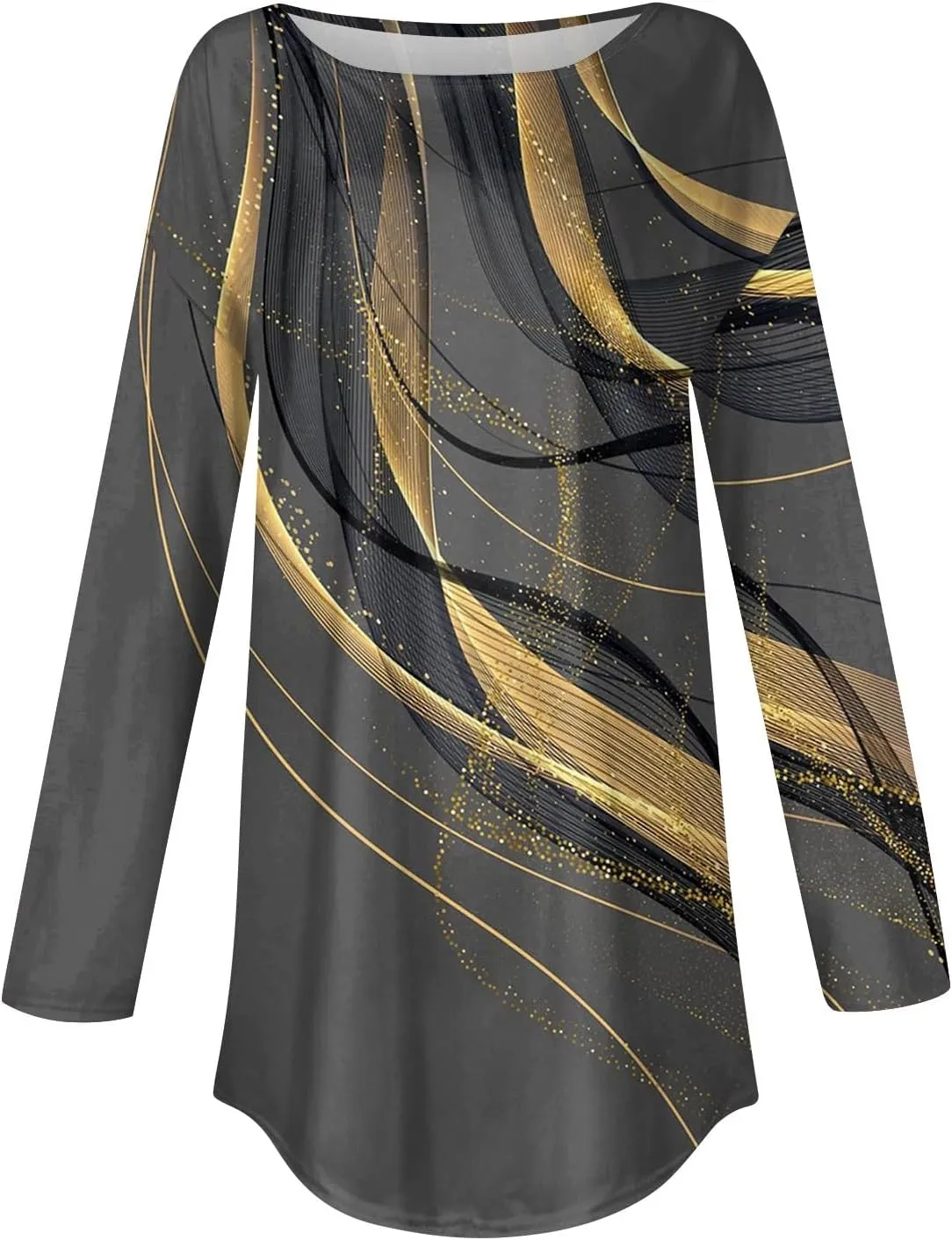 Long Sleeve Shirts for Women Crewneck Basic Tunics Tops Casual Comfy Printed Blouse Fashion Spring 2025
