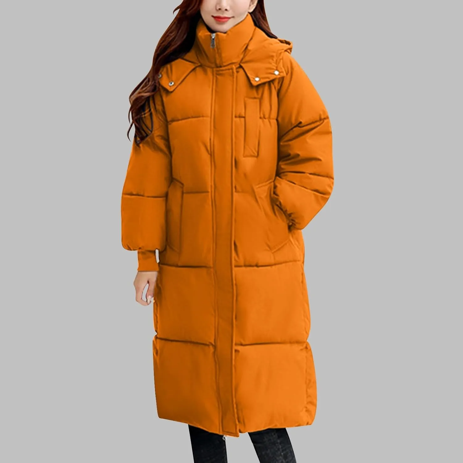 Long Winter Coats for Women 2025 Trendy Hooded Padded Trench Coat Puffer Down Jackets Overcoat with Pockets