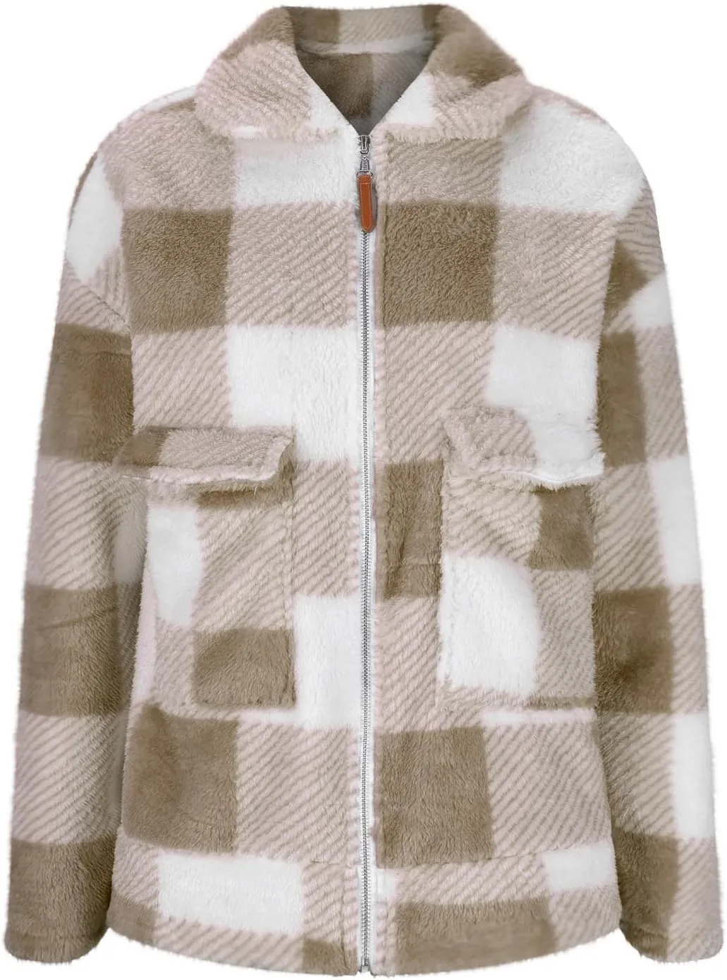 Long Winter Coats for Women Oversized Plaid Print Velvet Jackets Long Sleeve Zipper Cardigan Winter Coat Outerwear