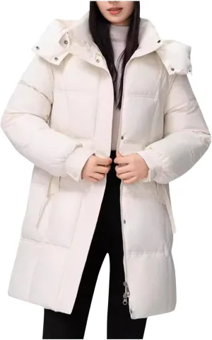 Long Winter Thicken Down Coats for Women Fashion Casual Quilted Padded Jackets Hooded Military Parka Trench Coats