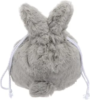 Lurrose Grey Fluffy Plush Bunny Storage Bags with Drawstring Fluffy Makeup Case Bunny Bags for Women Girls