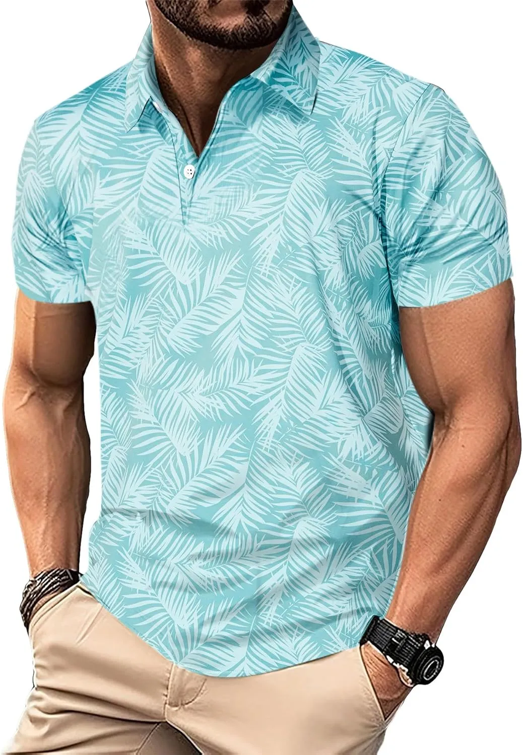M MOTEEPI Men's Fashion Polo Shirts Short Sleeve Casual Lightweight Collar Slim Fit Golf Shirts T Shirts