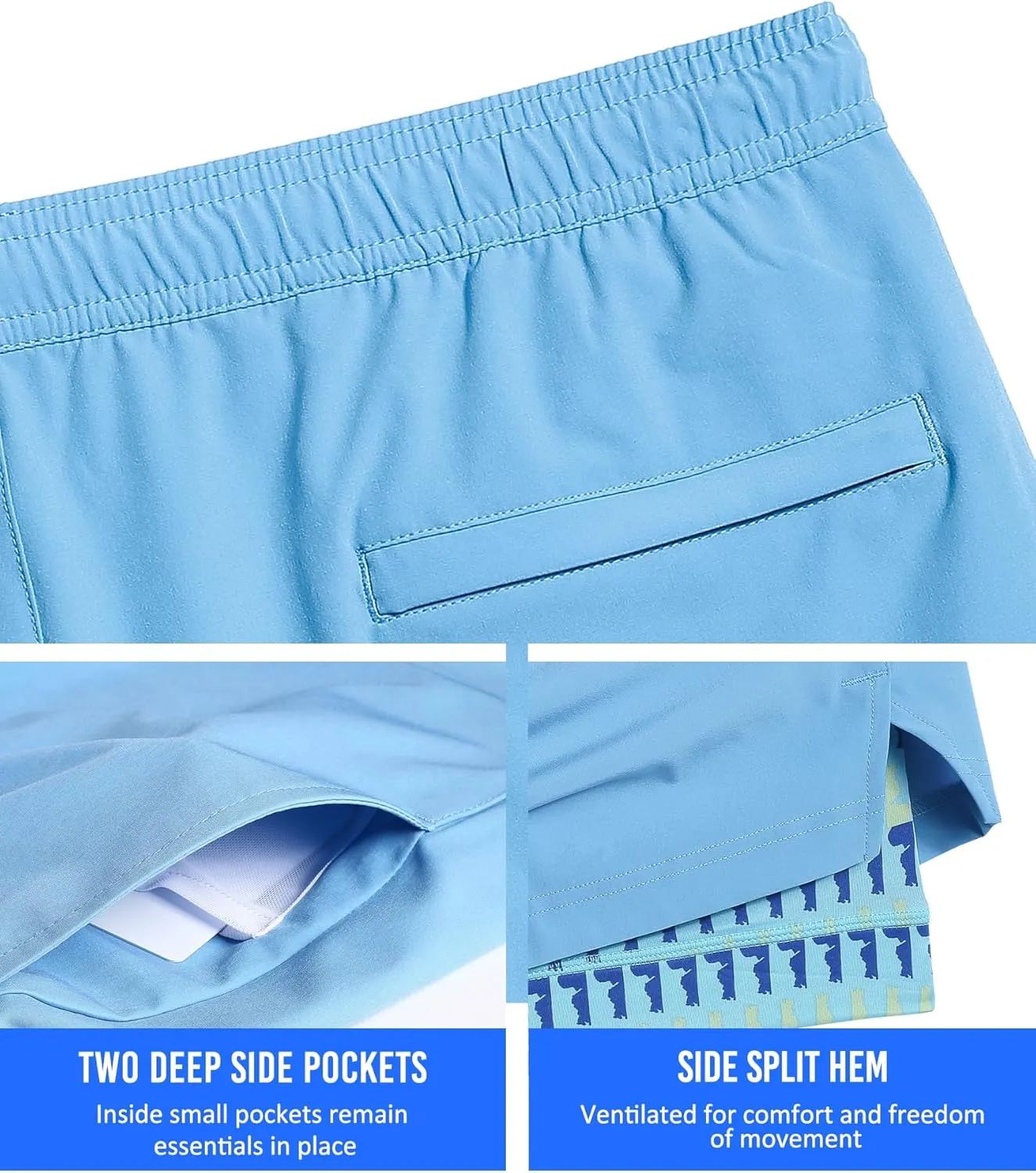 maamgic Mens 5" Gym Running Shorts for Men 2 in 1 Quick Dry Workout Athletic Shorts