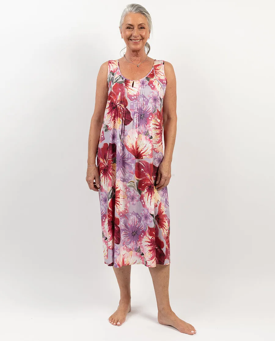 Maeve Lace Trim Floral Print Long Nightdress