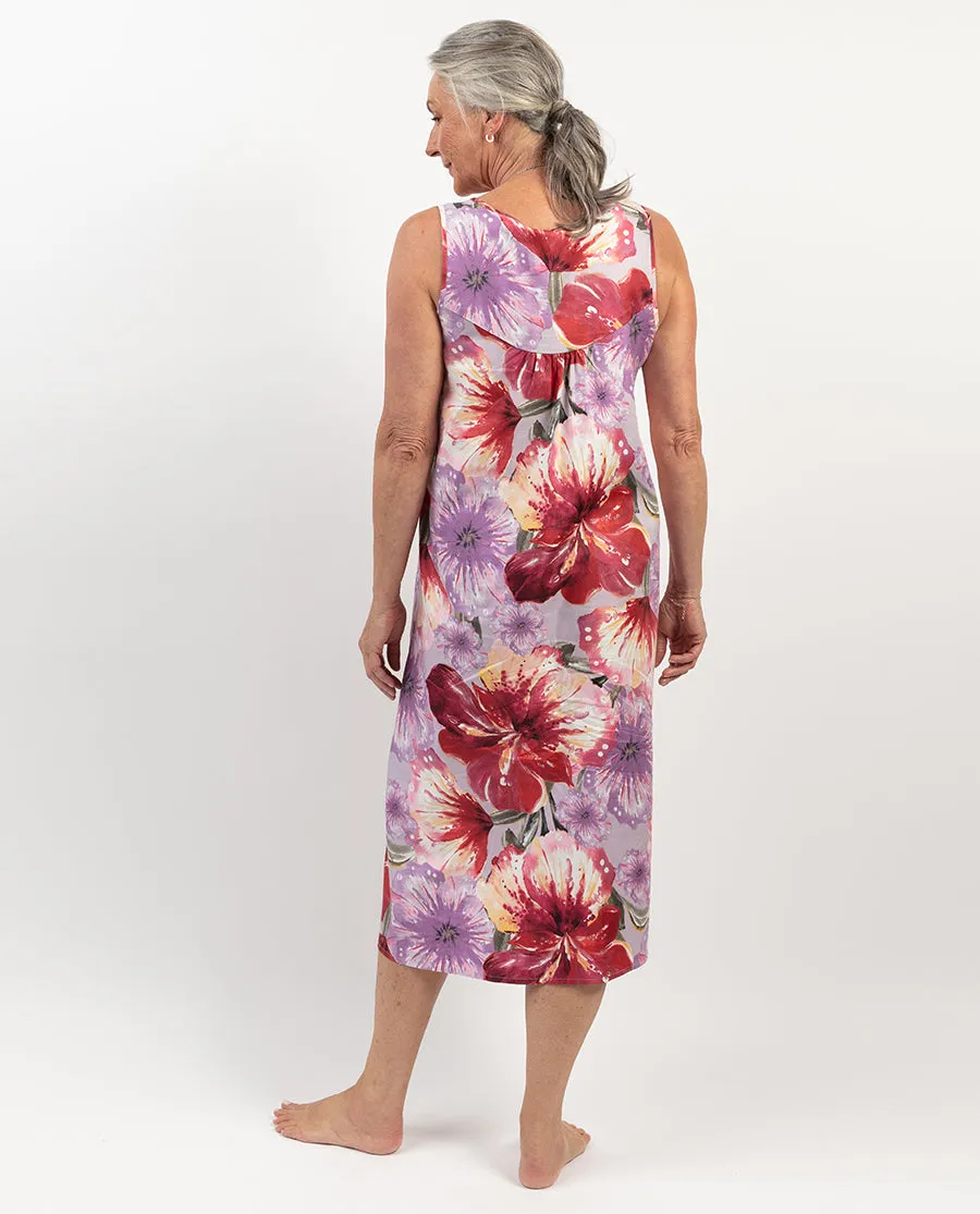 Maeve Lace Trim Floral Print Long Nightdress