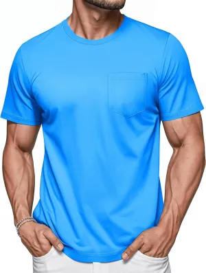 MAGCOMSEN Mens Pocket T Shirts Short Sleeve Cotton Moisture Wicking Plain Tshirts Casual Lightweight Summer Basic Tees