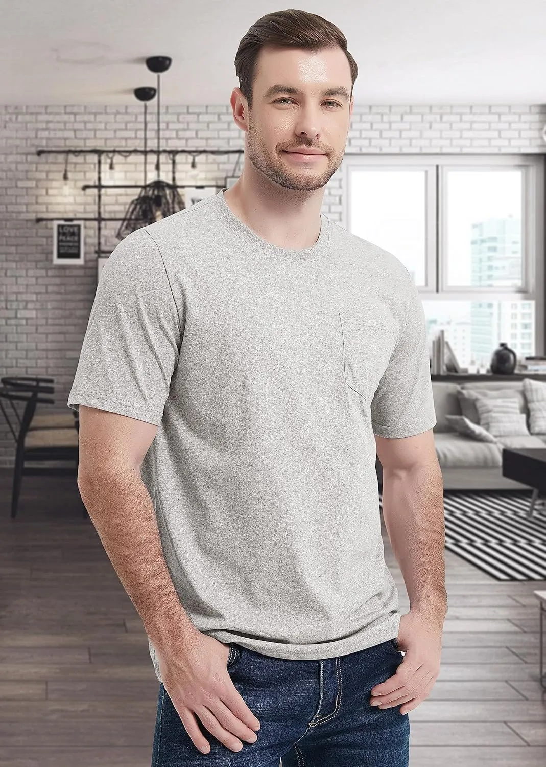 MAGCOMSEN Mens Pocket T Shirts Short Sleeve Cotton Moisture Wicking Plain Tshirts Casual Lightweight Summer Basic Tees