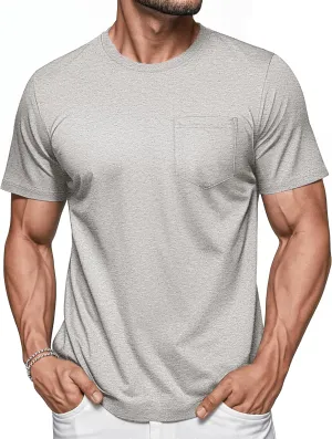MAGCOMSEN Mens Pocket T Shirts Short Sleeve Cotton Moisture Wicking Plain Tshirts Casual Lightweight Summer Basic Tees
