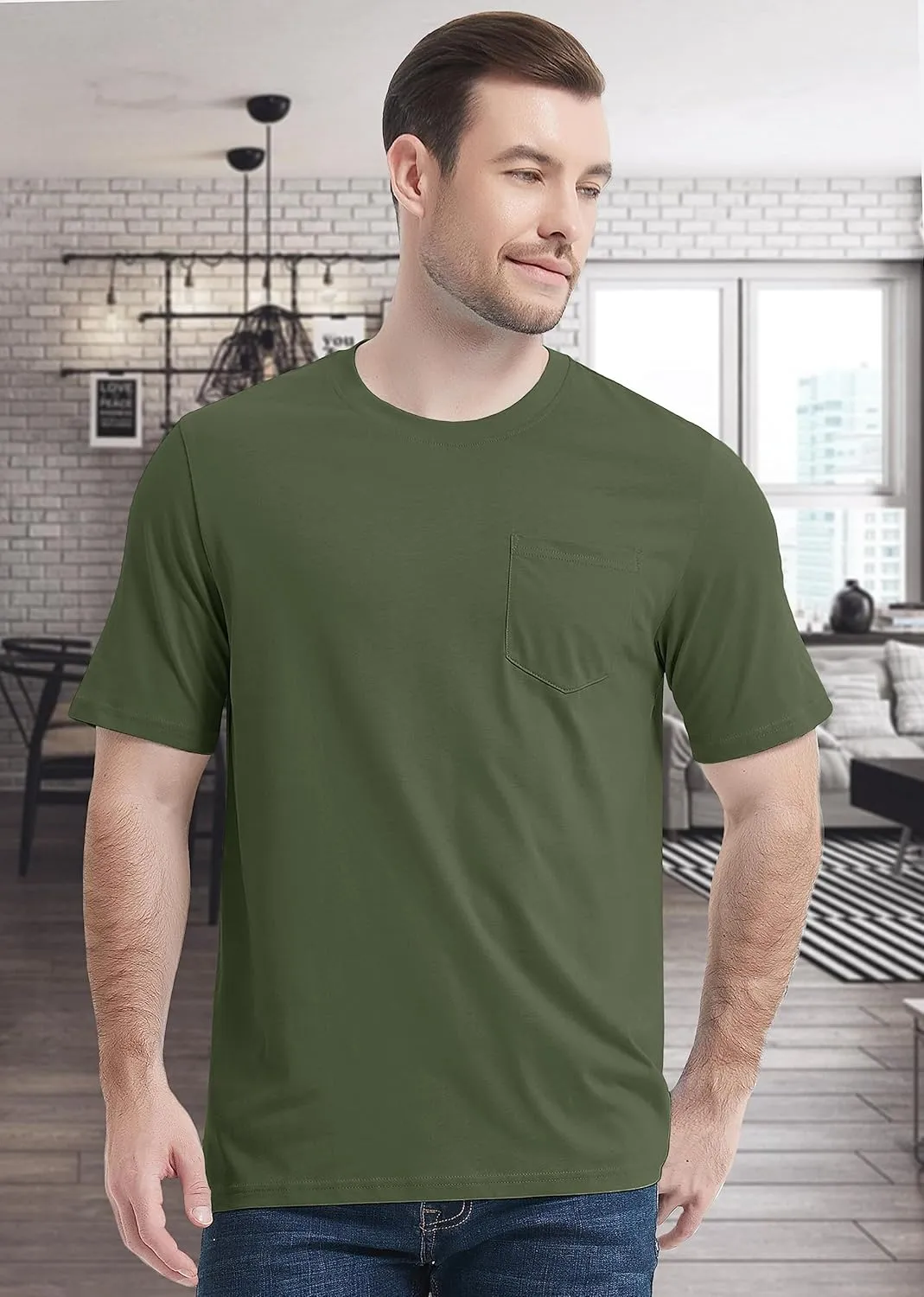 MAGCOMSEN Mens Pocket T Shirts Short Sleeve Cotton Moisture Wicking Plain Tshirts Casual Lightweight Summer Basic Tees